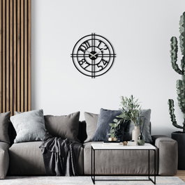 Wallity Enzoclock - S010 Reloj de Pared Decorativo Negro de Metal
